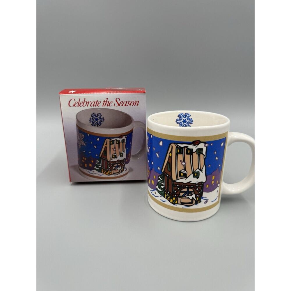 Vintage 1997 Celebrate The Season Christmas Holiday Winter Mug Cup Collectable